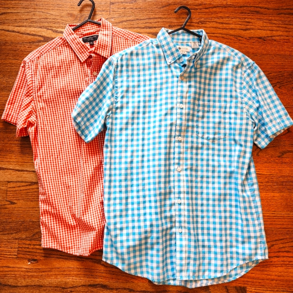 Two Men's Button Down Short Sleeve Shirts
